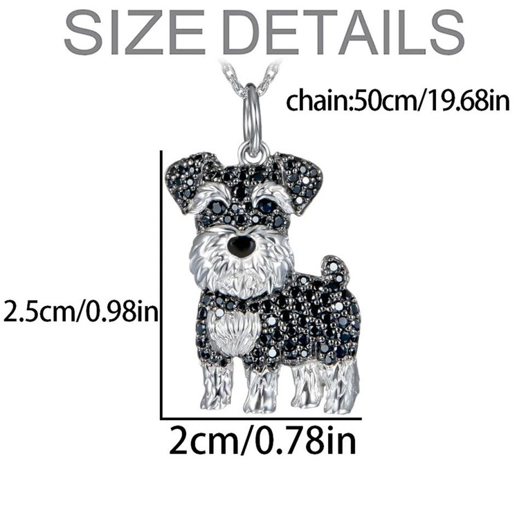 New Silver Plated Schnauzer Dog Crystal Necklace