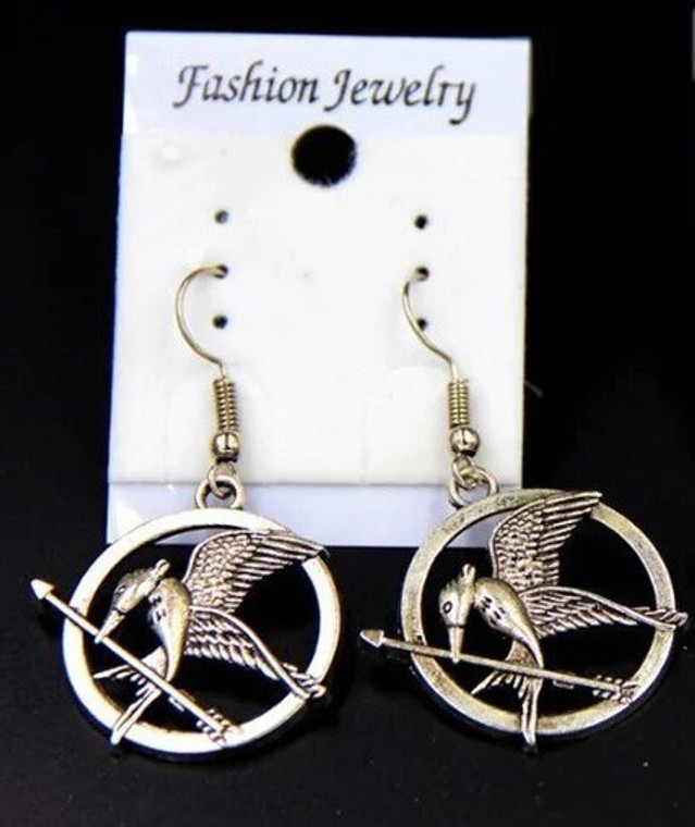 Hunger Games Silver Plated Round Hook Earrings