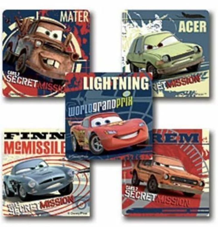 SALE - Pack of 10 Stickers - REDUCED TO CLEAR - Disney Cars 2 Secret Mission