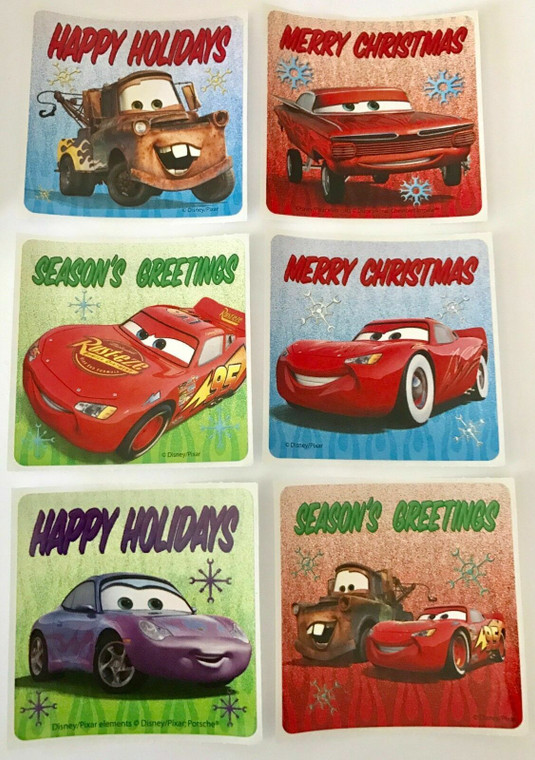 SALE - Pack of 12 Stickers - REDUCED TO CLEAR - Disney Cars Christmas