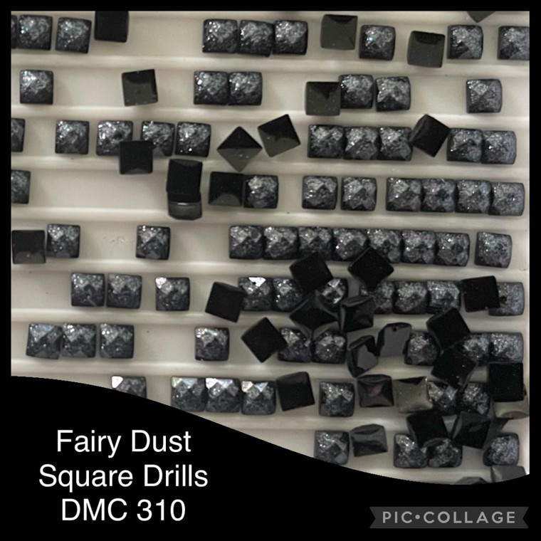 BRAND NEW - FAIRY DUST Diamond Painting SQUARE DRILLS DMC 310 - PACK 3000 18gms