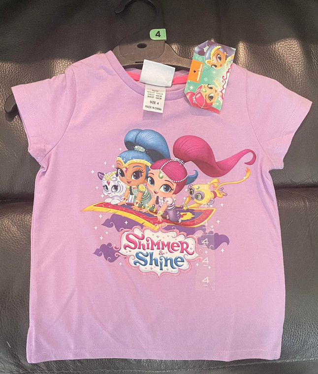 New Girls Licensed Shimmer & Shine Purple T-Shirt - Size 4