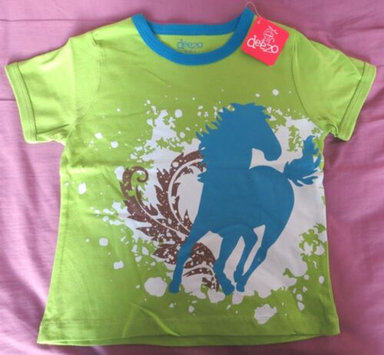 NEW Boys/Girls Green Deezo Summer Horse T-shirt - Size 3