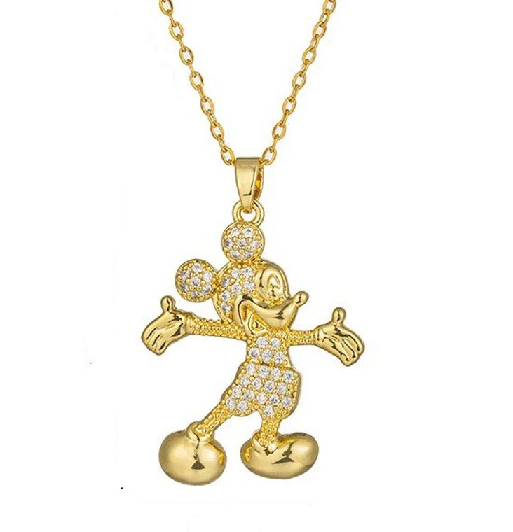 NEW Girls Disney Mickey Mouse Gold Plated Crystal Necklace