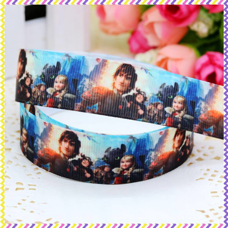 1 Metre HOW TO TRAIN A DRAGON 2 Grossgrain 22mm Ribbon