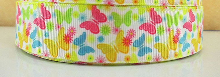 1 Metre BUTTERFLIES Grossgrain 25mm Ribbon