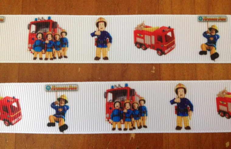 1 Metre FIREMAN SAM Grossgrain 25mm Ribbon