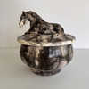 Custom handmade horse keepsake memorial with hand sculpted horse on lid.