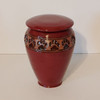 Large ceramic red paw print designed ash pet urn handmade.