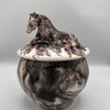 200 cubic inch horse urn with sleeping horse on lid for human ashes or a horse's spiritual remains.