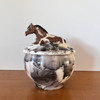 Sample of one our custom made American Paint Horse Keepsake Urns with Sculpted and Hand painted hors one lid.