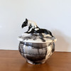 Sample of one our custom made American Paint Horse Keepsake Urns with a Black and White Horse hand sculpted and Hand Painted.