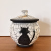 Black Cat and Moon Handmade ceramic cat memorial urn.