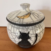 Black cat and moon handmade ceramic urn