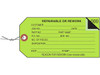 Maintenance Inspection Tags - #5, Pre-wired, 2 part "Repairable/Rework", Green (108-S-7223PW)
