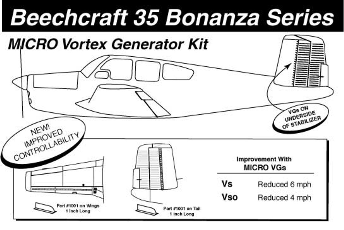 Hawker Beechcraft Bonanza 35 Model Vortex Generator Kit Knots 2U