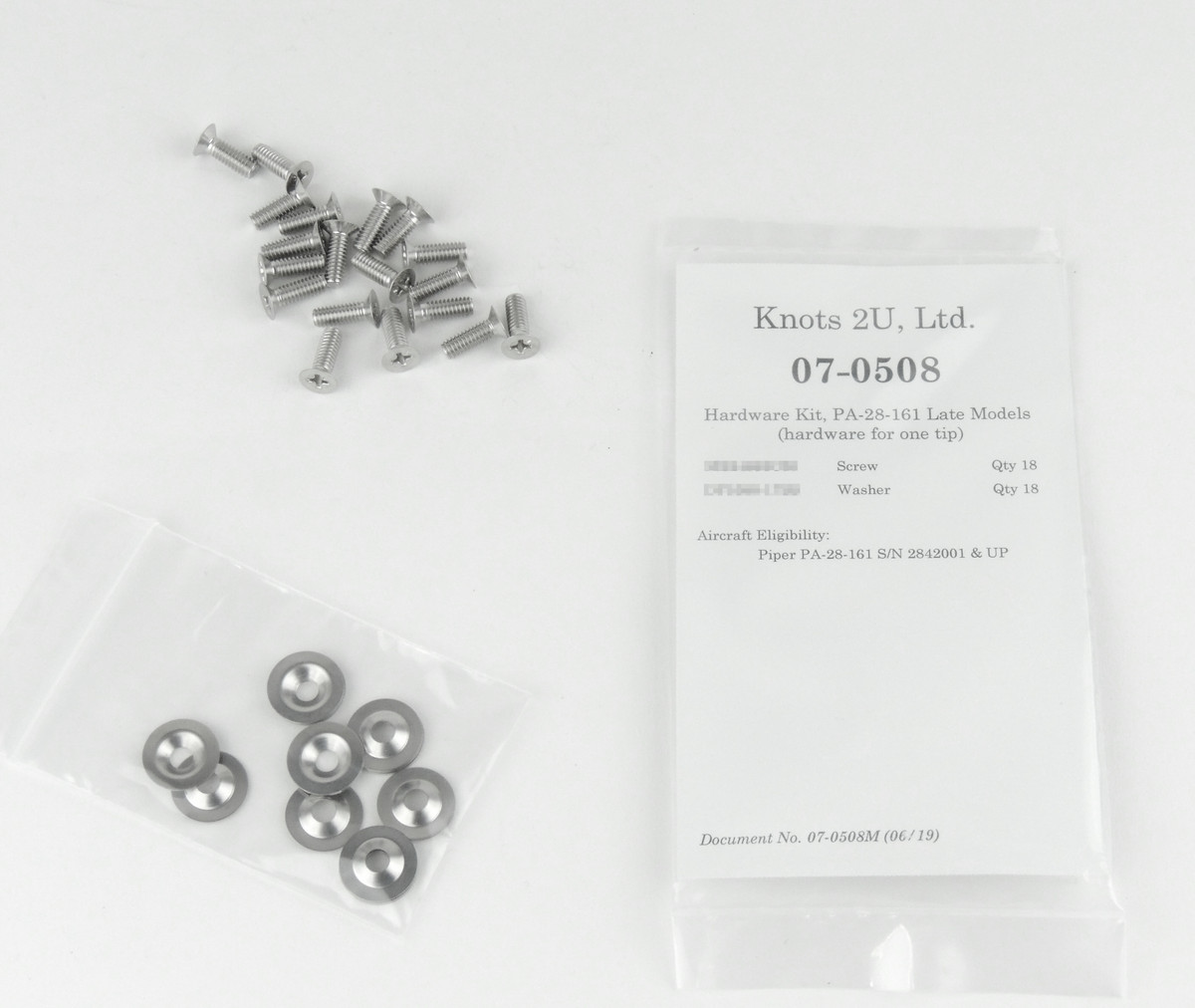 Wing Tip Hardware Kit, 36 pcs. Stainless Steel    Piper PA-28-161 Late Models 07-0508