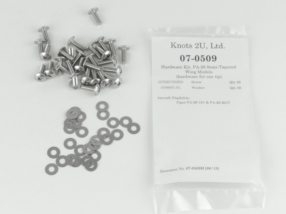 Wing Tip Hardware Kit, 56 pcs. Stainless Steel    Piper PA-28-181 & PA-28-201T. 07-0509