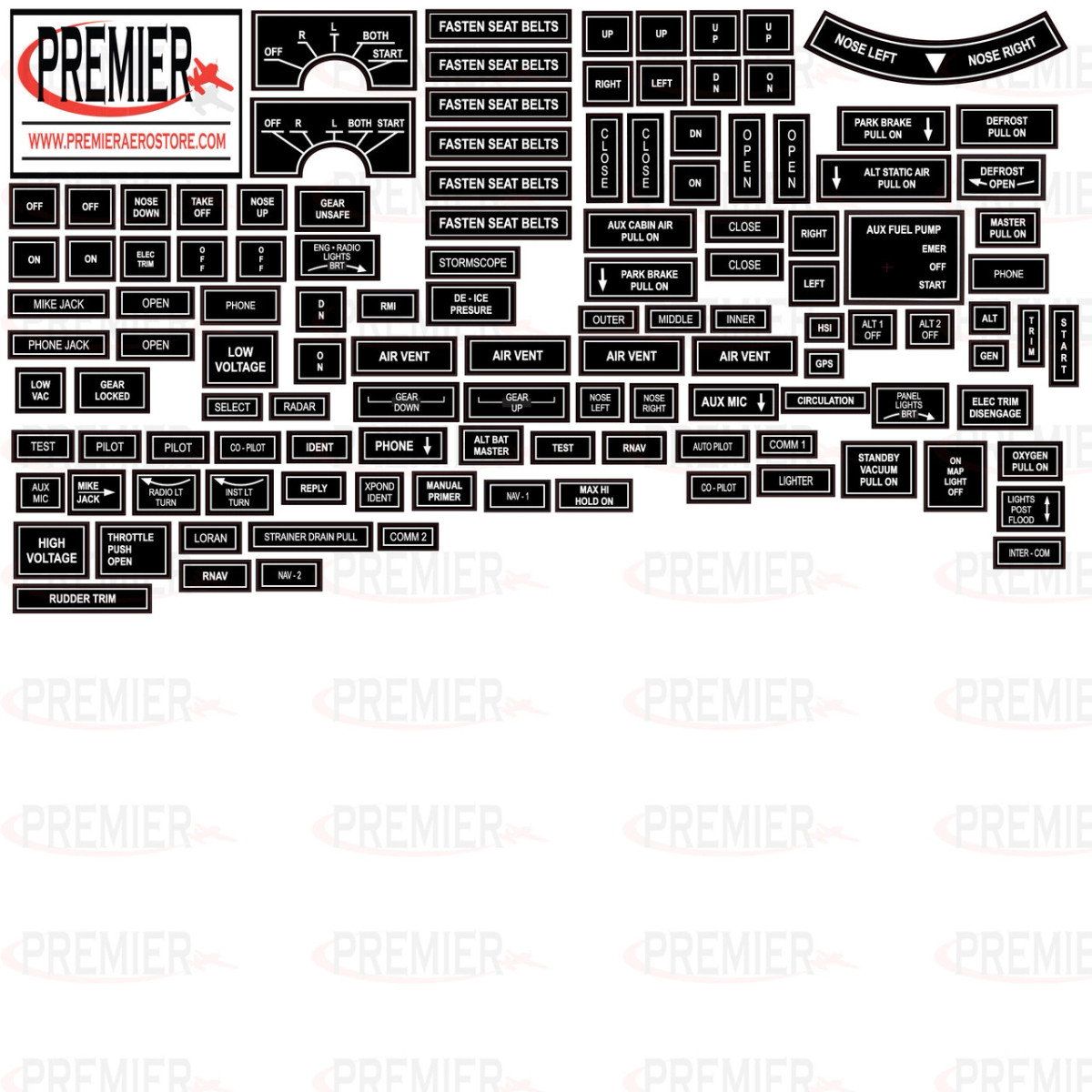 Cessna 210, 210T Interior Decal Kit. 059-61010.