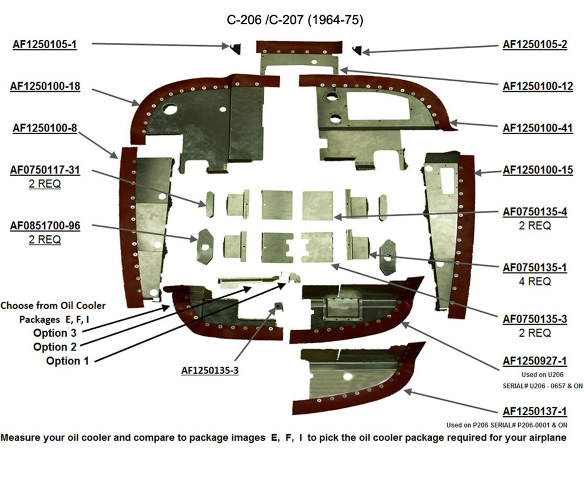 Cessna 206 and 207 Engine Baffles.