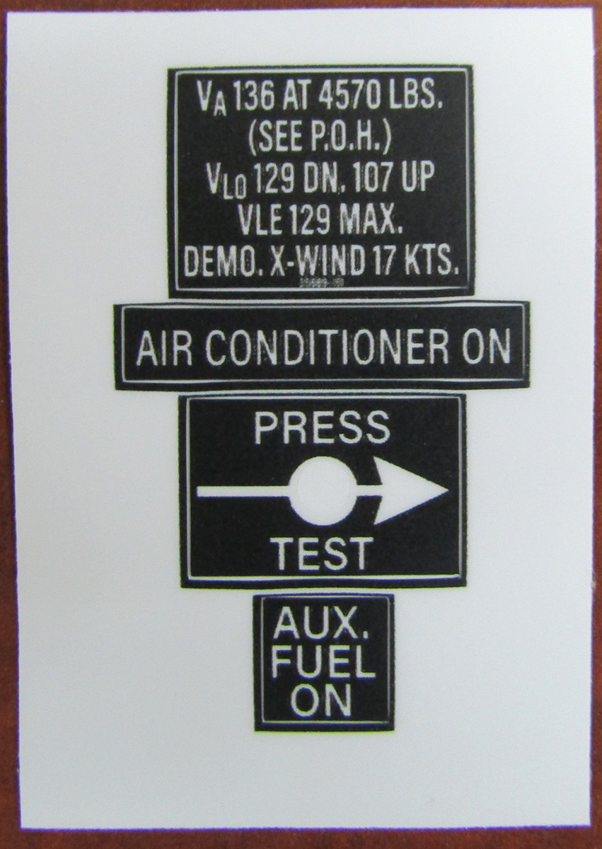 Cover, Instrument Panel. Piper 36848-03. Includes Decal