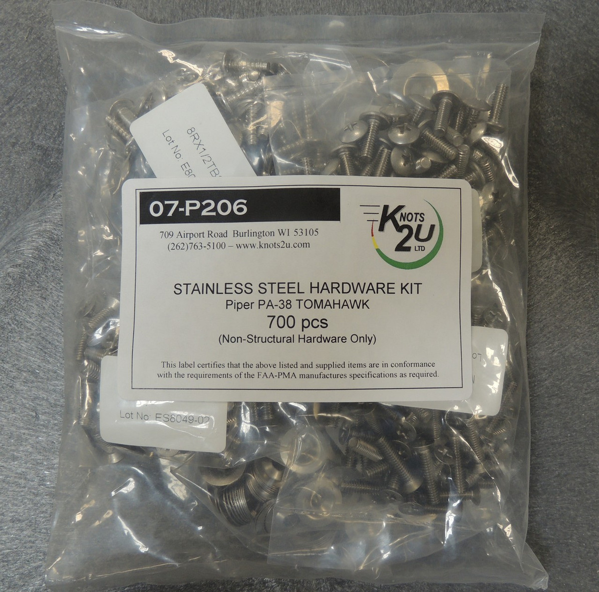 Piper PA-38 Tomahawk Stainless Steel hardware Kit from Knots 2U.