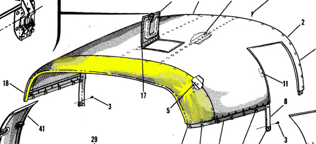 Upper Nose Cap. Cessna 180 & 182. 1957 thru 59. Cessna Part 0752011-5. K2U Part 047-SC180302-1. (Screw Attachment)