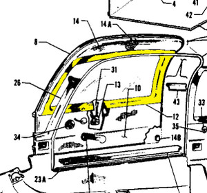 Moulding , Window Front Right. Piper 23308-06