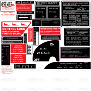 Cessna 120, 140, 150, 150A, 152 Interior Decal Kit. 059-61006.