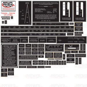 Cessna 177, 177RG Interior Decal Kit. 059-61008.