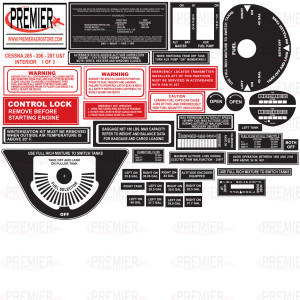 Cessna 205, 206, 207U, 207T Interior Decal Kit. 059-61009.