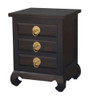 SHANGHAI 3 DRAWER BEDSIDE WITH RING HANDLE (BS 003 OL RH) - MAHOGANY OR CHOCOLATE