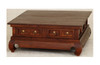 PUREVIEW 4 DRAWER OPIUM LEG COFFEE TABLE  1000(W) X 1000(D) - MAHOGANY OR CHOCOLATE