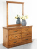 KIPLING (AUSSIE MADE ) 6 DRAWER  DRESSER WITH MIRROR  - 800(H) X  1340(W) - ASSORTED STAINED COLOURS