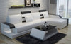 DENZI BONDED LEATHER CHAISE LOUNGE (MODEL-L6016C) WITH COFFEE TABLE  - CHOICE OF LEATHER AND ASSORTED COLOURS AVAILABLE