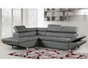 PRESTIGE  3 SEATER LEATHER LEFT CHAISE LOUNGE SUITE (MLC-8869L-GREY)  - GREY