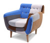 PATCH UPHOLSTERED ARM CHAIR  - BLUE / NATURAL PATCH