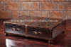 BIANCA  LEATHER +  MIRROR STEEL COFFEE TABLE WITH 2 DRAWERS   - 1330(W) X 1060(D) - ASSORTED COLOURS