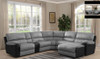 STIRLING   5 SEATER CORNER WITH RECLINING CHAISE  -  LIGHT GREY / DARK CHOCOLATE
