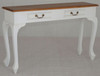 QUEEN ANN 2 DRAWER SOFA TABLE (ST002QA) - 760(H) X 1200(W) X 350(D) - WHITE / CARAMEL 