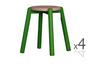  WILLOW (BR048RO) WOODEN ROUND BARSTOOL / KITCHEN BENCH  (4 UNITS IN A BOX) - SEAT: 480(H) - GREEN  / WASHED