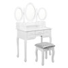 ERIN LUXURY DRESSING TABLE WITH MIRROR & STOOL WITH 7 DRAWERS (DRESS-TAB-7D-AB) - FULLY ASSEMBLED MODEL - (MODEL 5-12-12-1) - 1460(H) X 1020(W) - WHITE