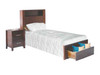 KING SINGLE MATILDA  BED WITH FOOTEND STORAGE DRAWER  (20-25-5-14-5-25 - WALNUT