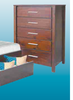 MATILDA 5 DRAWERS  TALLBOY (20-25-5-14-5-25 -1050(H) X 850(W) - WALNUT