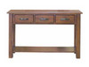 DEEONE SOFA TABLE WITH THREE DRAWERS / SQUARE LEGS - 800(H) X 1200(W) x 370(D) - ANTIQUE OAK