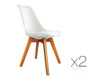 DASH SET OF 2 DINING CHAIR - LEATHERETTE SEAT - OFF WHITE / BEECH