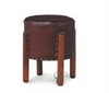 UFO LEATHER STOOL - (CH 000 LH ) - 440(D) - MAHOGANY 