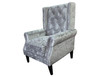 BLING  FABRIC UPHOLSTERED CHAIR WITH CRYSTAL BUTTONS - SILVER