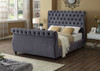 QUEEN RIMINI VELVET FABRIC FANCY BED WITH BUTTONS - AS PICTURED