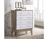 BARTEL 4 DRAWER TALLBOY    -110(H) X 800(W) -  OAK + WHITE